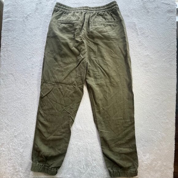 J. Crew Point Sur Army Green Linen Blend Pull On Jogger Pants- Size 00 - Picture 8 of 11